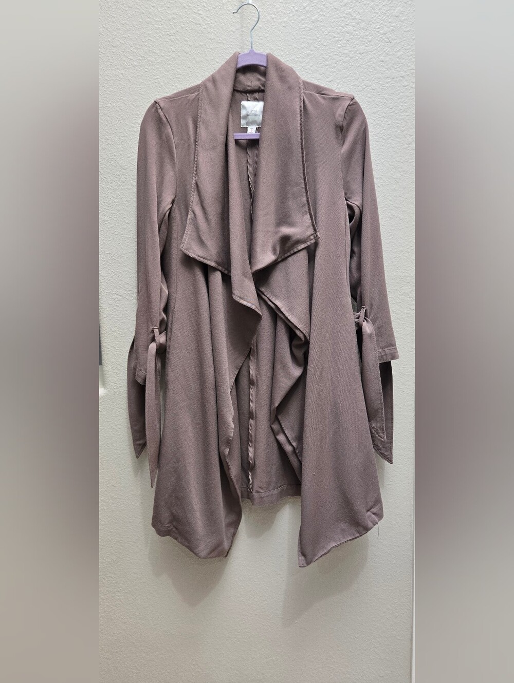 Thread & Supply Draped Open-Front Jacket in Mushroom-Taupe